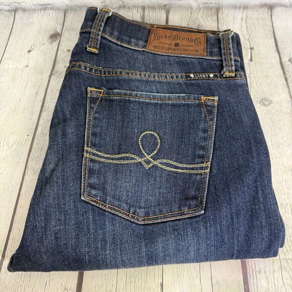 Lucky Brand Jeans Women Size 12 Dark Washed Blue Cotton Denim Bootcut Western - Picture 1 of 14